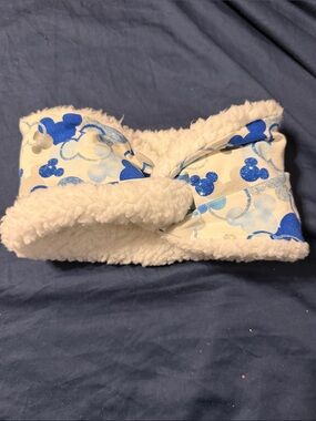 Cozy Fleece Headband with Blue Mickey Print